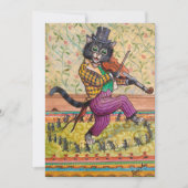 Carte De Remerciements Un chat jouant au Fiddle par Louis Wain (Devant)