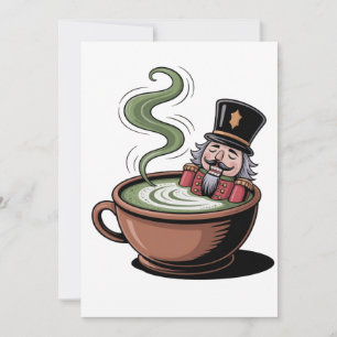 Carte De Remerciements Un craquelin amusant sur un Matcha Bathub Noël