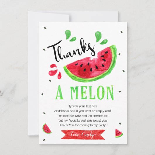 Carte De Remerciements Un dans un melon premier anniversaire (Devant)