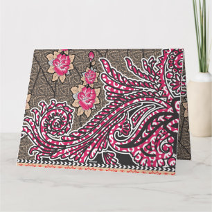 Carte De Remerciements un design d'un motif paisley rose et marron