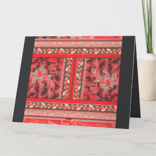 Carte De Remerciements un design floral rouge et vert sur fond noir