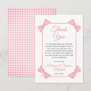 Carte De Remerciements Un doux petit bébé rose vaches Baby shower fille
