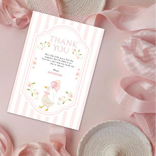 Carte De Remerciements Un élégant canard rose pour le 1er anniversaire de