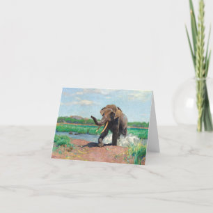 Carte De Remerciements Un éléphant indien dans un trou d'eau par Wilhelm 