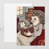 Carte De Remerciements Un hérisson dans une couverture lisant un livre à (Devant / Derrière)