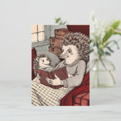 Carte De Remerciements Un hérisson dans une couverture lisant un livre à (Debout devant)