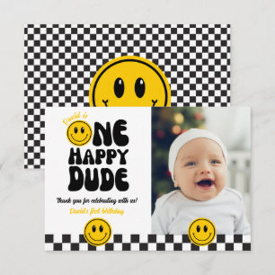 Carte De Remerciements Un heureux gars photo de visage heureux d'annivers