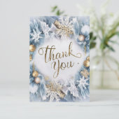 Carte De Remerciements Un Hiver Agréable Enchanté Joyeux Vacances (Debout devant)