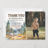 Carte De Remerciements Un Joyeux Camper Rustique 1er anniversaire (Devant)