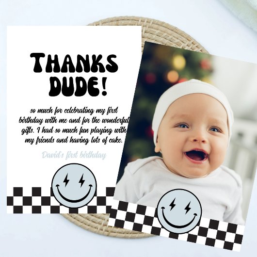 Carte De Remerciements Un joyeux Dude Blue Photo Anniversaire
