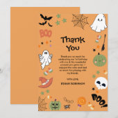 Carte De Remerciements Un joyeux fantôme mignon pour un 1er anniversaire (Devant / Derrière)