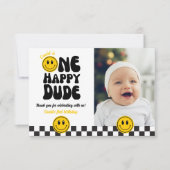 Carte De Remerciements Un joyeux mec avec un joyeux visage photo Annivers (Devant)