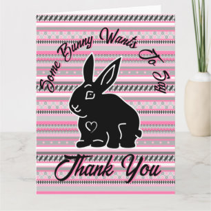 Carte De Remerciements Un lapin veut dire Merci, rose et gris