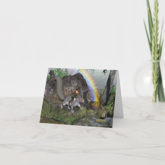 Carte De Remerciements Un leprechaun cherche son pot plein d'or (Devant)