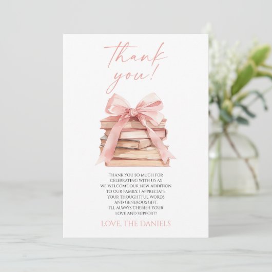 Carte De Remerciements Un nouveau chapitre commence le Baby shower de liv (Debout devant)