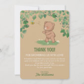Carte De Remerciements Un Petit Baby shower Bear Cub (Devant)