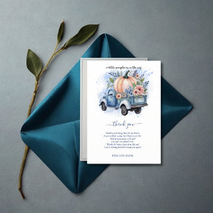 Carte De Remerciements Un petit Baby shower d'aquarelle bleu de camion Ci