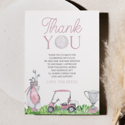Carte De Remerciements Un Petit Baby shower De Golf Rose Putter