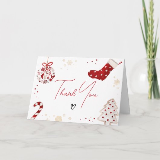 Carte De Remerciements Un petit Baby shower de Noël de joie (Devant)