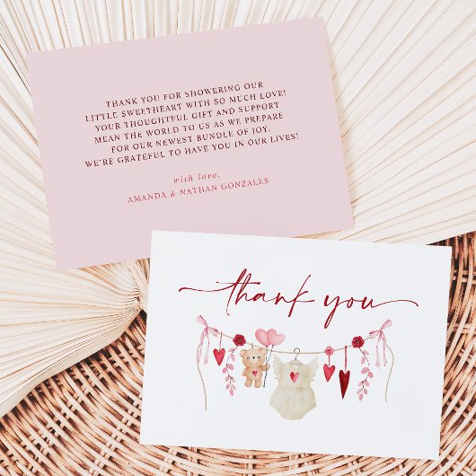 Carte De Remerciements Un petit Baby shower de Saint Valentin