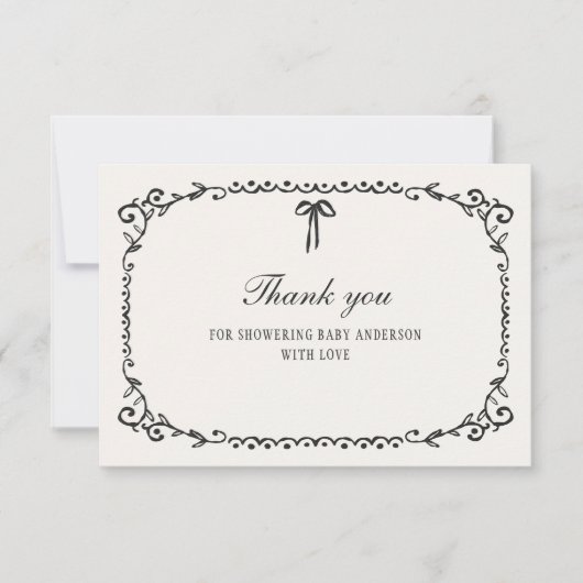 Carte De Remerciements Un petit Baby shower d'Halloween Bow Black Bow (Devant)