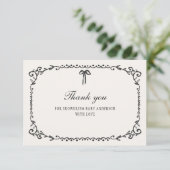 Carte De Remerciements Un petit Baby shower d'Halloween Bow Black Bow (Debout devant)