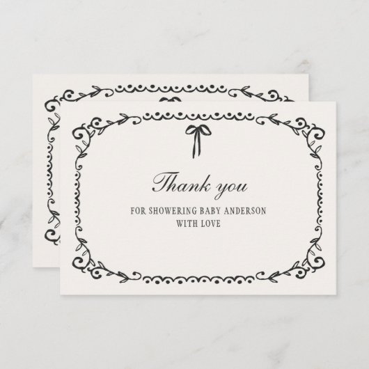 Carte De Remerciements Un petit Baby shower d'Halloween Bow Black Bow (Devant / Derrière)