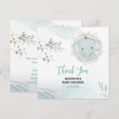 Carte De Remerciements Un petit Baby shower éléphant (Devant / Derrière)