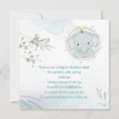 Carte De Remerciements Un petit Baby shower éléphant (Dos)