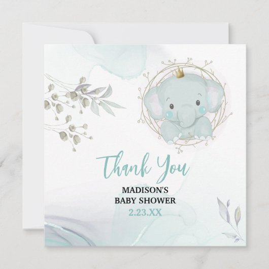 Carte De Remerciements Un petit Baby shower éléphant (Devant)