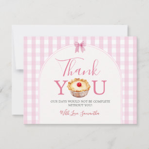 Carte De Remerciements Un petit Baby shower En vichy Cutie Pie Rose