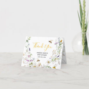 Carte De Remerciements Un Petit Baby shower Fleur sauvage De Miel Plié