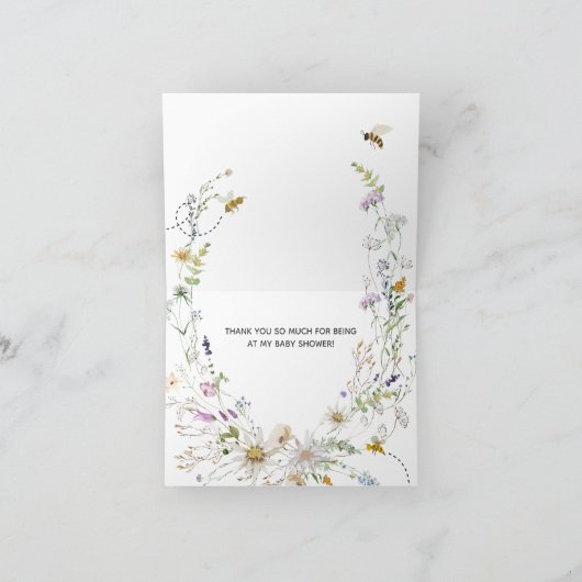 Carte De Remerciements Un Petit Baby shower Fleur sauvage De Miel Plié (Intérieur)