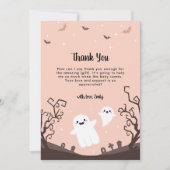 Carte De Remerciements Un Petit Boo Mignonne Est Presque À Baby shower (Devant)