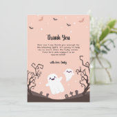 Carte De Remerciements Un Petit Boo Mignonne Est Presque À Baby shower (Debout devant)