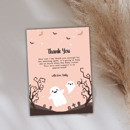 Carte De Remerciements Un Petit Boo Mignonne Est Presque À Baby shower