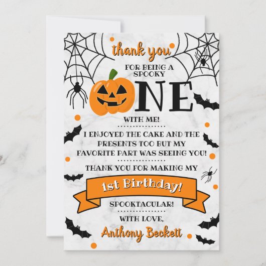 Carte De Remerciements Un petit Citrouille à l'occasion d'un Halloween 1e (Devant)