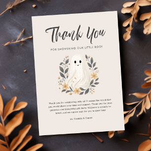 Carte De Remerciements Un petit fantôme de Halloween pour une fête prénat