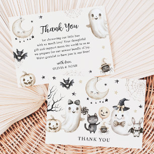 Carte De Remerciements Un petit livre est presque dû Baby shower d'Hallow