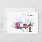 Carte De Remerciements Un pompier cool ajoute un sentiment (Devant)