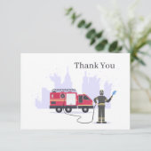 Carte De Remerciements Un pompier cool ajoute un sentiment (Debout devant)
