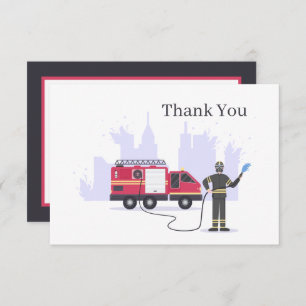 Carte De Remerciements Un pompier cool ajoute un sentiment