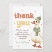 Carte De Remerciements Un sot oie Noël Vert 1er anniversaire (Devant)