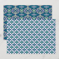 Un tapis symétrique bleu et blanc avec mo complexe