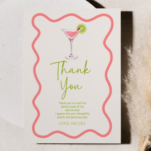 Carte De Remerciements Un Tini Un Peu Plus Ancien Cosmo Rose Martini Anni
