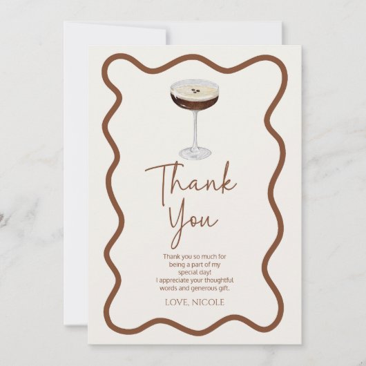 Carte De Remerciements Un Tini Un Peu Plus Ancien Expresso Martini Annive (Devant)