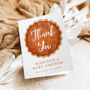 Carte De Remerciements Une Baby Shower Citrouille Un Petit Gâteau Mignon