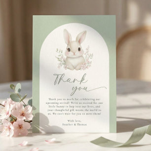 Carte De Remerciements Une Baby-Shower Élégante Vert Sauge Pour Un Petit 