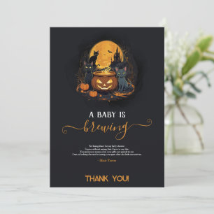 Carte De Remerciements Une Baby Shower Halloween Mignonne : Un Bébé Est E