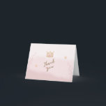 Carte De Remerciements "Une couronne pour princesse" Pastel Baby shower o<br><div class="desc">Express votre gratitude avec cette carte de remerciements élégante et sincère! Cette carte présente une délicate palette de couleurs rose et or avec un bel arrière - plan aquarelle. Une couronne d'or aux accents roses se trouve au sommet, symbolisant l'arrivée royale de la petite fille. La carte inclut également les...</div>